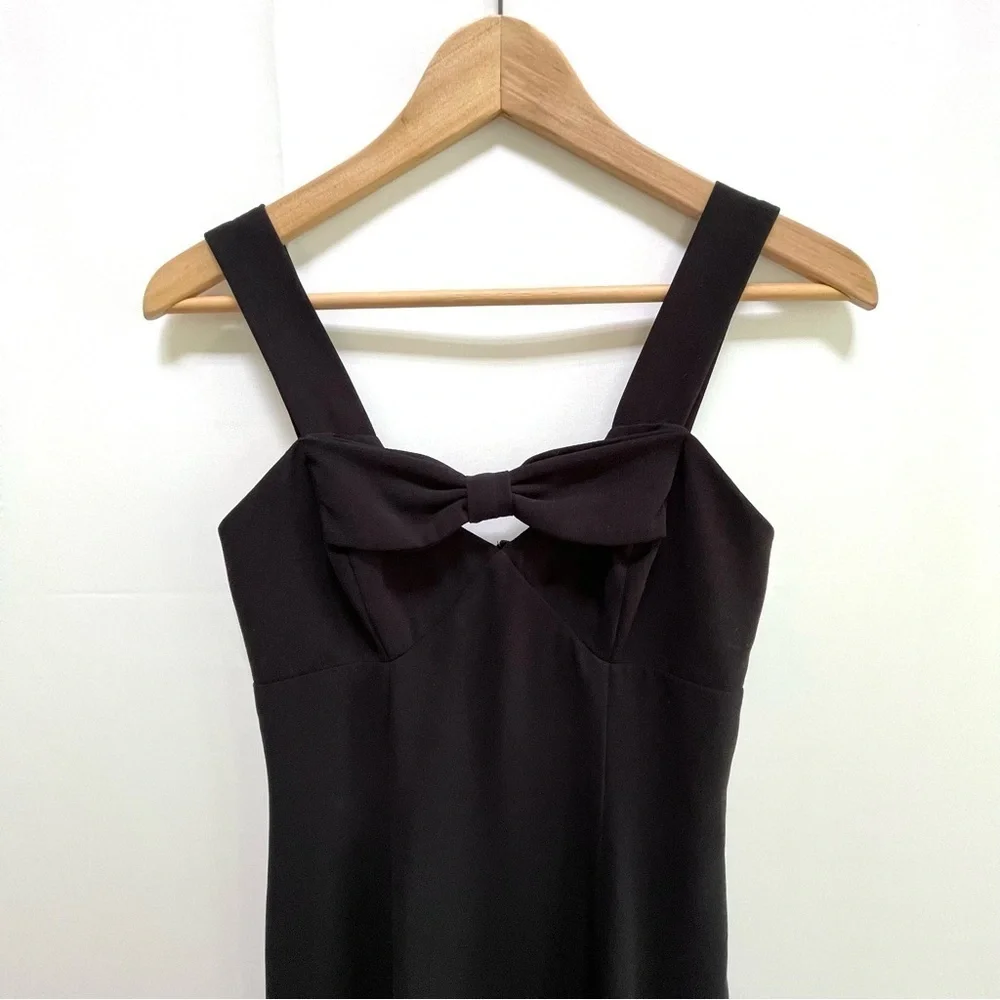 Vintage 90s Rampage Black‎ Formal Sweet Heart Bow Neckline Maxi Dress, XS